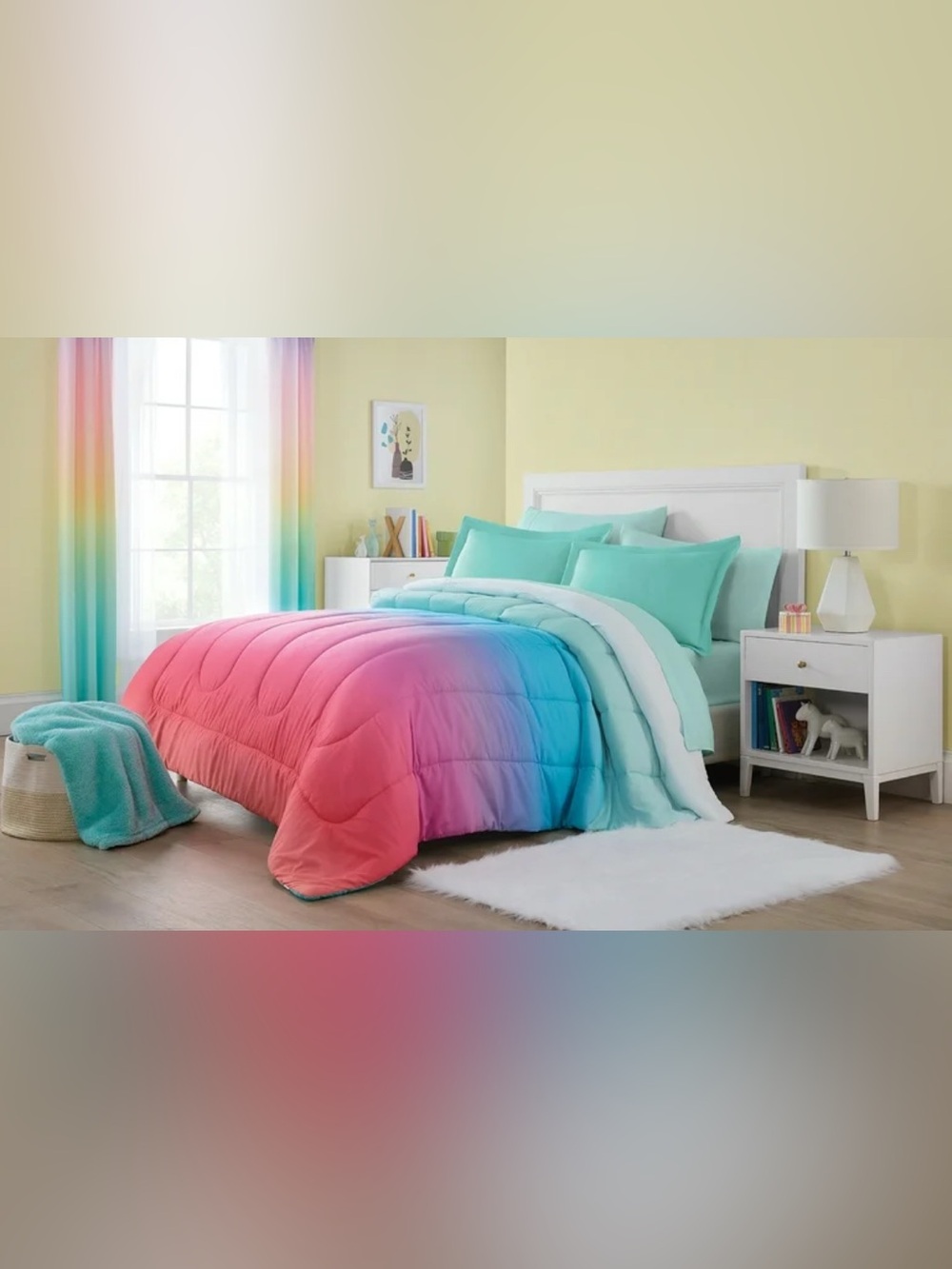 Your Zone 7 Piece Rainbow Ombre Bedding Set